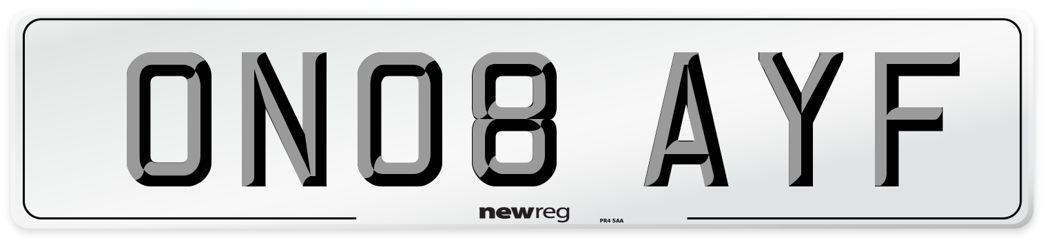 ON08 AYF Number Plate from New Reg